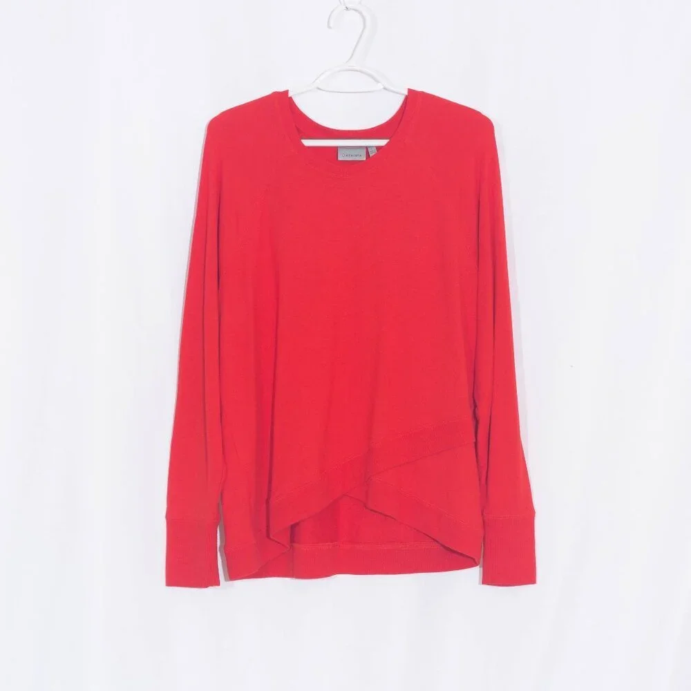 ATHLETA Serenity Criss Cross Athletic Sweatshirt in Saffron Red Size L - Picture 2 of 8